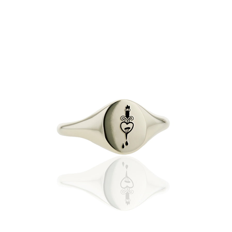 The Pierced Heart's Slim Signet Ring in Gold