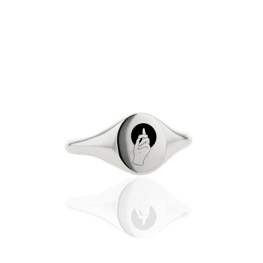 The Poised Hand's Slim Signet Ring in Silver