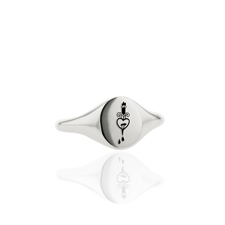 The Pierced Heart's Slim Signet Ring in Silver