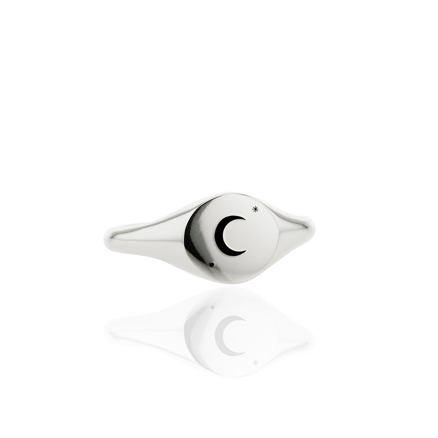 The Sickle Moon's Slim Signet Ring in Silver