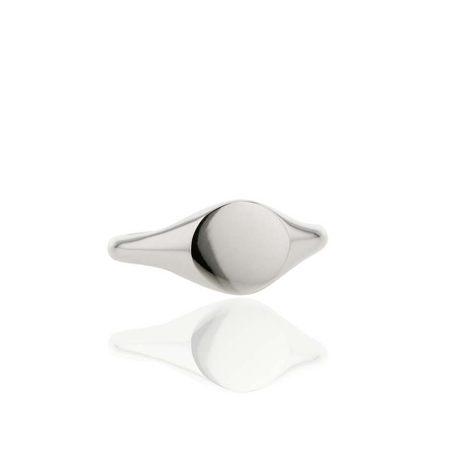 The Petite Round Signet Ring in Silver