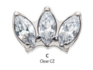 The Titanium Internally Threaded Top with Triple Marquise CZ Cluster