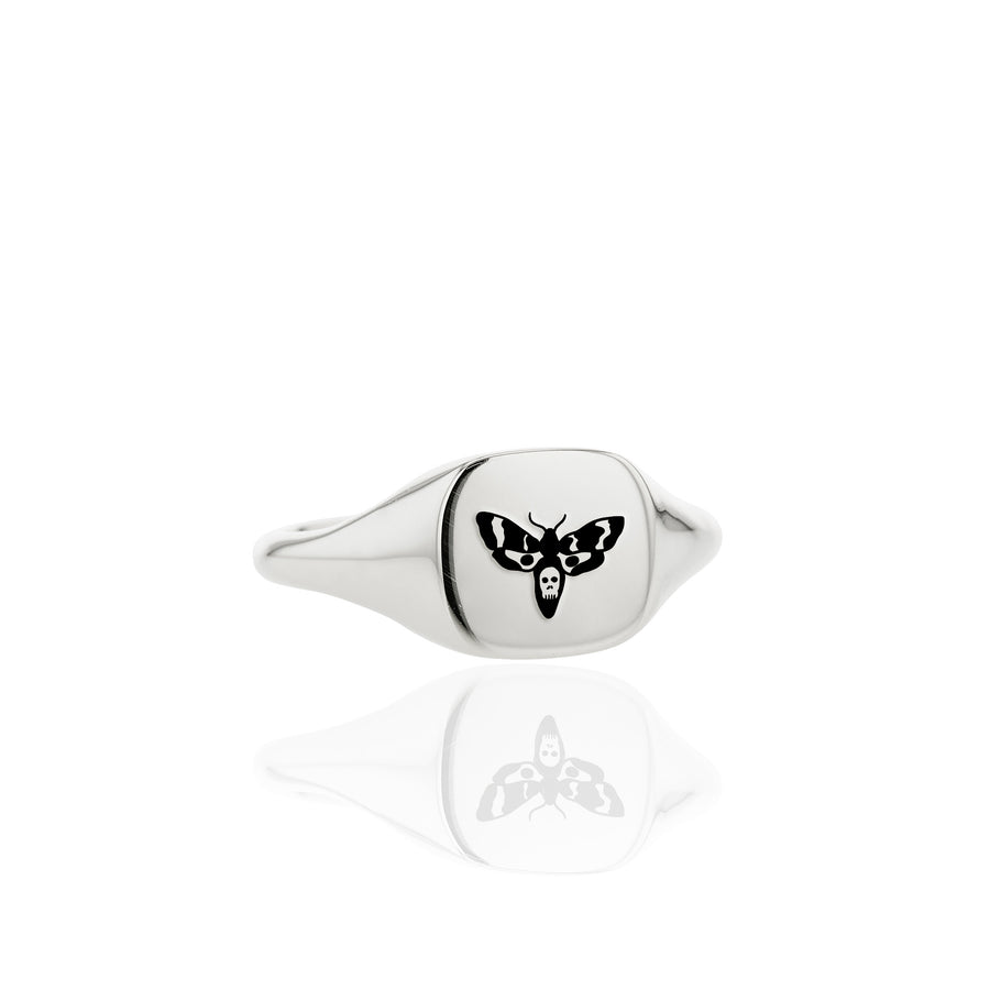 The Death Head Moth's Slim Signet Ring in Silver