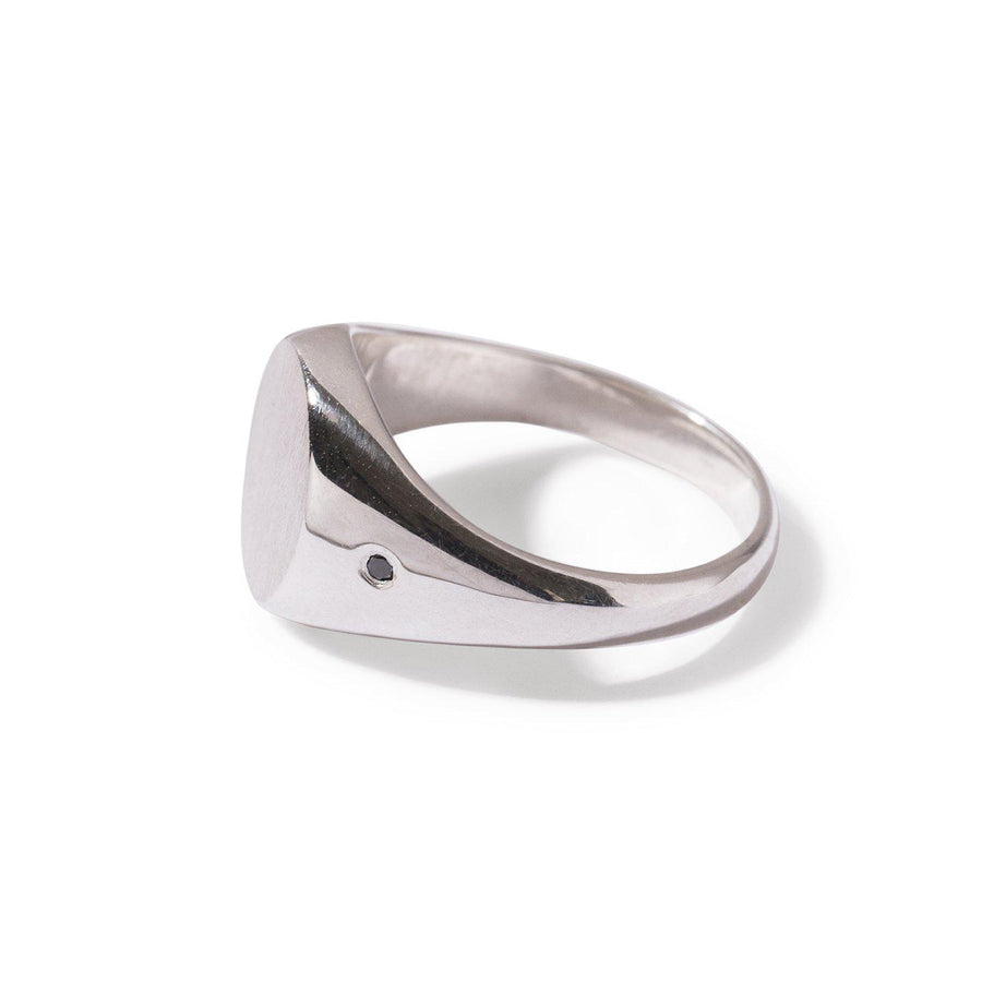 The Black Diamond Oval Signet Ring in Silver-Ring-Black Betty Design