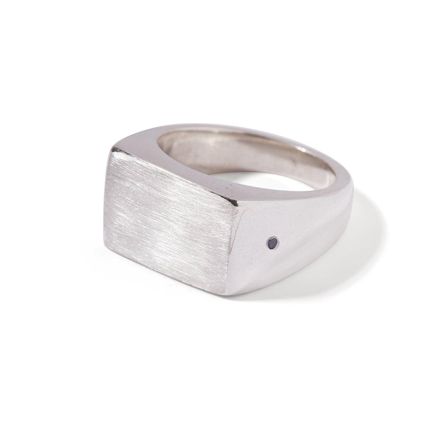 The Black Diamond Rectangle Signet Ring in Silver-Ring-Black Betty Design