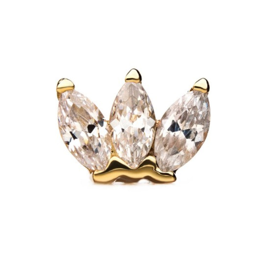 The 14kt Gold Tri Marquise CZ Stud Top