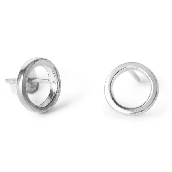 The Circle Studs in White Gold-Earrings-Black Betty Design